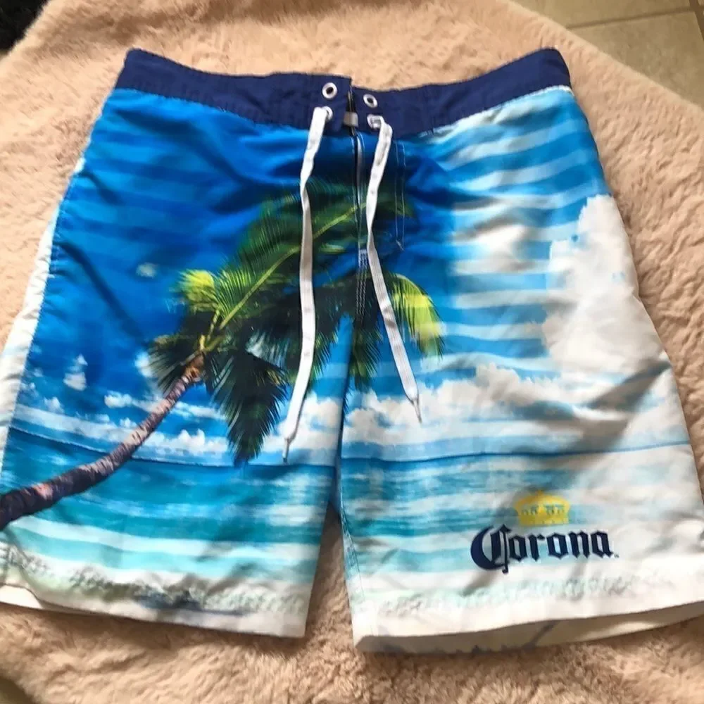 Corona bright color palm tree men’s swim trunks